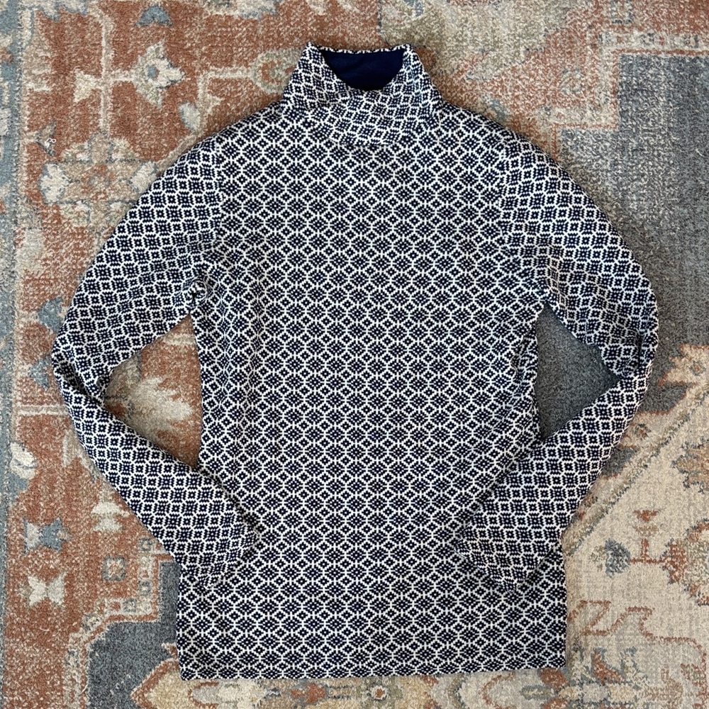 Duluth Trading Co Women’s Turtleneck Sweater - Navy and White
